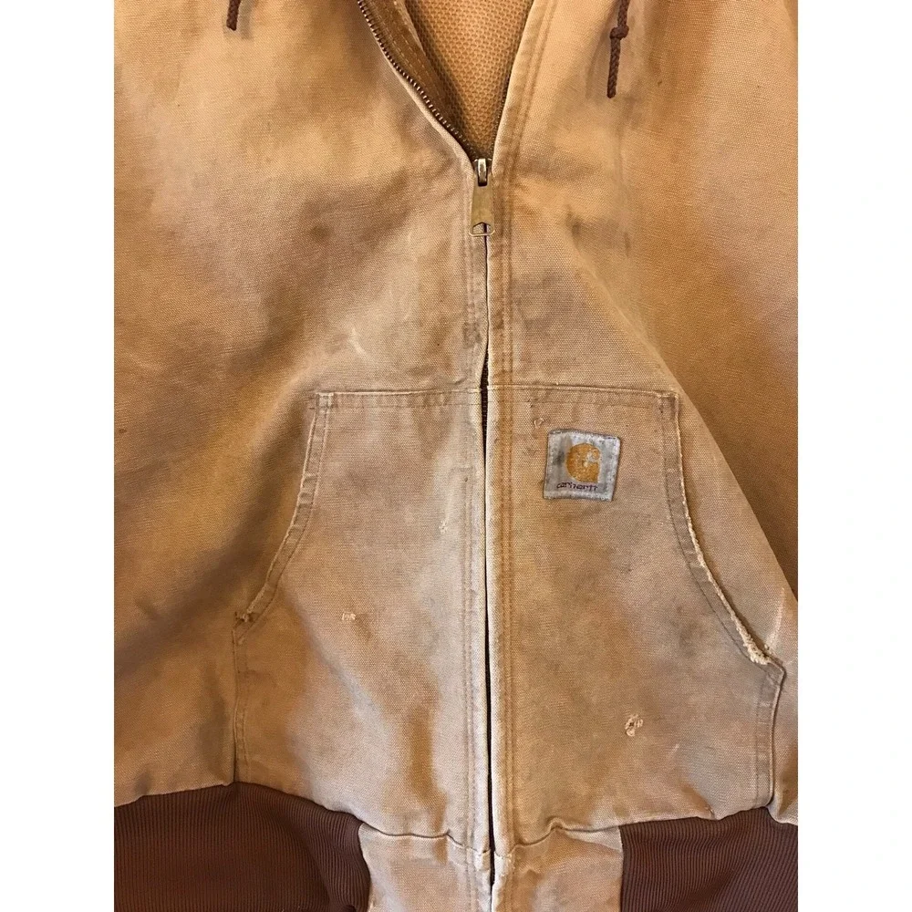 Vintage Carhartt J03 Hooded‎ Jacket Brown 4XL Thermal Lined USA Union Made